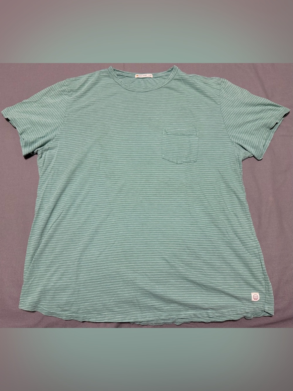 Marine Layer Pocket Tee Green Stripe Saddle Hem Summer T-shirt 10153 Men’s L/XL